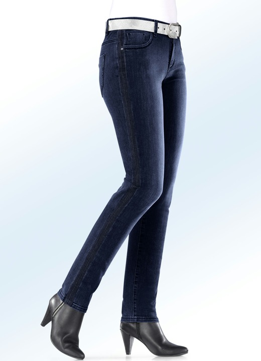 Jeans - Magic-Jeans mit angesagtem Galonstreifen, in Größe 017 bis 052, in Farbe DUNKELBLAU Ansicht 1