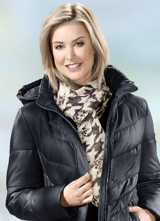 Tücher & Schals - Schal mit Hahnentritt-Dessin, in Farbe SAND-SCHWARZ-HASELNUSS Ansicht 3