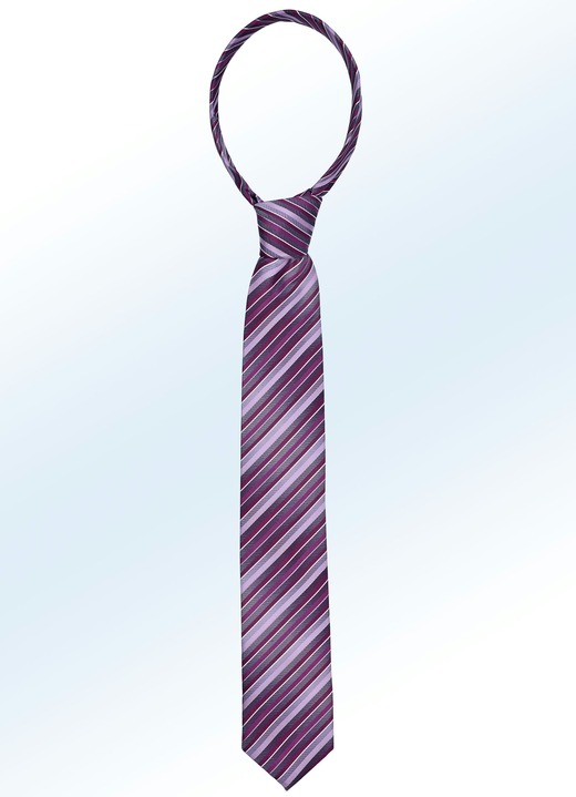 Accessoires    - Wundervoll gestreifte  Krawatte, in Farbe AUBERGINE Ansicht 1