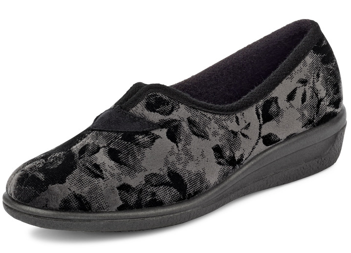 Hausschuhe - Klassische Damen-Hausschuhe, Weite H, mit anatomisch geformtem Fußbett, in Größe 036 bis 042, in Farbe GRANATROT Ansicht 4