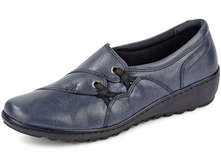 Komfortschuhe - Gemini Slipper aus Rind-Nappaleder, in Größe 036 bis 042, in Farbe JEANSBLAU Ansicht 1