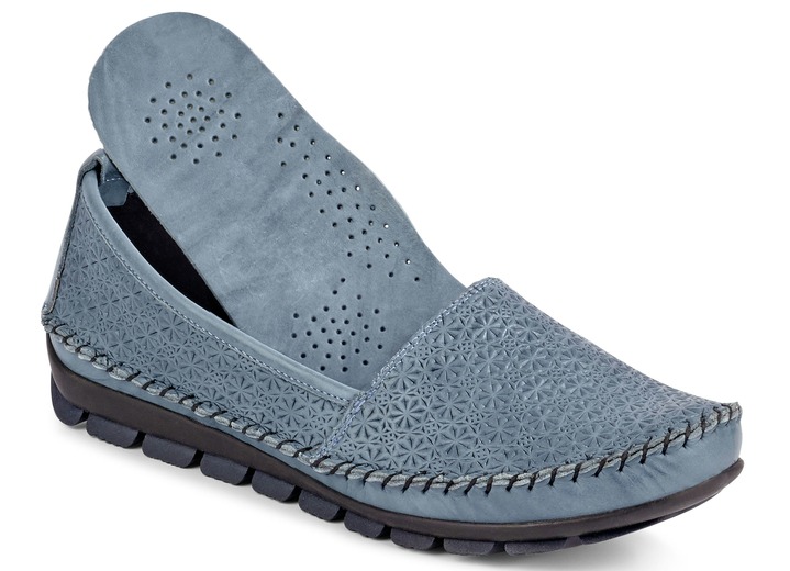 Komfortschuhe - Gemini Mokassin-Slipper mit toller Prägung, in Größe 036 bis 042, in Farbe JEANSBLEU Ansicht 2