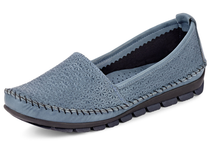 Komfortschuhe - Gemini Mokassin-Slipper mit toller Prägung, in Größe 036 bis 042, in Farbe JEANSBLEU Ansicht 1