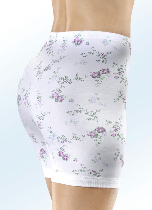 Slips - Fünferpack Schlüpfer mit auswechselbarem Gummizug, in Größe 040 bis 060, in Farbe WEISS-BUNT BEDRUCKT Ansicht 2