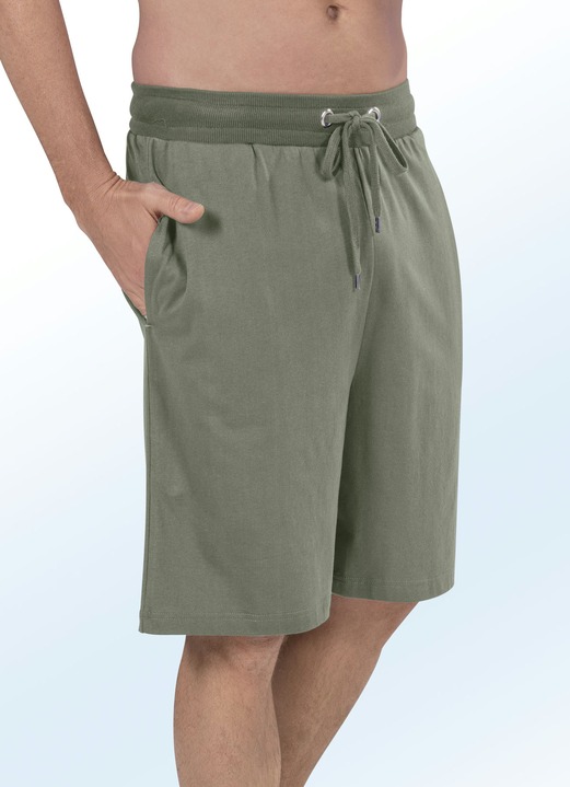 - Zweierpack Schlaf- und Freizeithosen, knielang, in Größe 046 bis 062, in Farbe 1X MARINE, 1X OLIV Ansicht 2