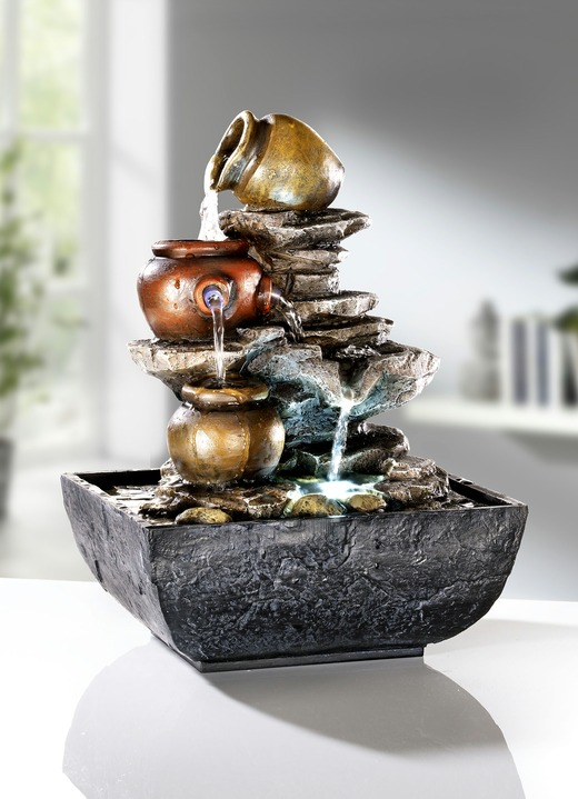 - Beleuchteter Zimmerbrunnen, in Farbe GRAU