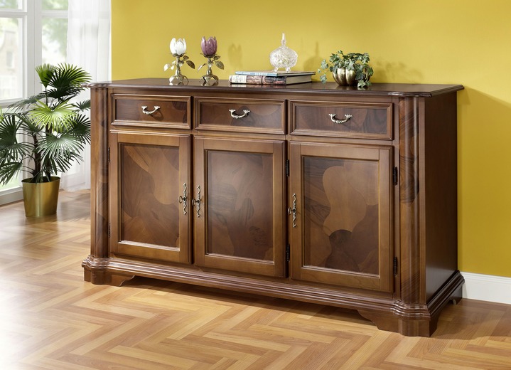 Esszimmer - Esszimmer-Möbel mit Wurzelholzfurnier Ansicht 5 Esszimmer - Esszimmer-Möbel mit Wurzelholzfurnier, in Farbe KIRSCHBAUM, in Ausführung Eck-Vitrine Ansicht 5