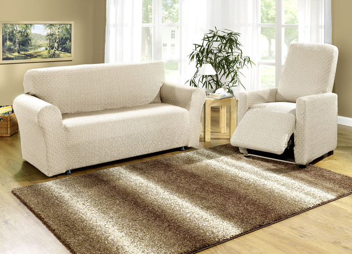 Sessel- & Sofaüberwürfe - Stretchbezüge mit schöner Strukturierung, in Größe 101 (Sesselbezug) bis 115 (Stuhlbezüge, 4er-Set), in Farbe ZIEGELROT Ansicht 27