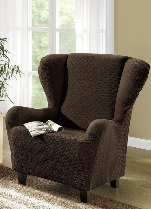 Sessel- & Sofaüberwürfe - Stretchbezüge mit schöner Strukturierung, in Größe 101 (Sesselbezug) bis 115 (Stuhlbezüge, 4er-Set), in Farbe ZIEGELROT Ansicht 21