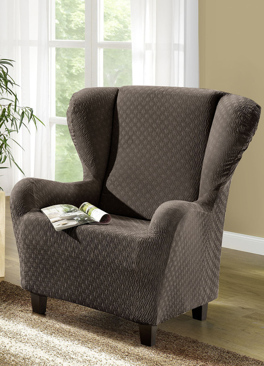 Sessel- & Sofaüberwürfe - Stretchbezüge mit schöner Strukturierung, in Größe 101 (Sesselbezug) bis 115 (Stuhlbezüge, 4er-Set), in Farbe ZIEGELROT Ansicht 18