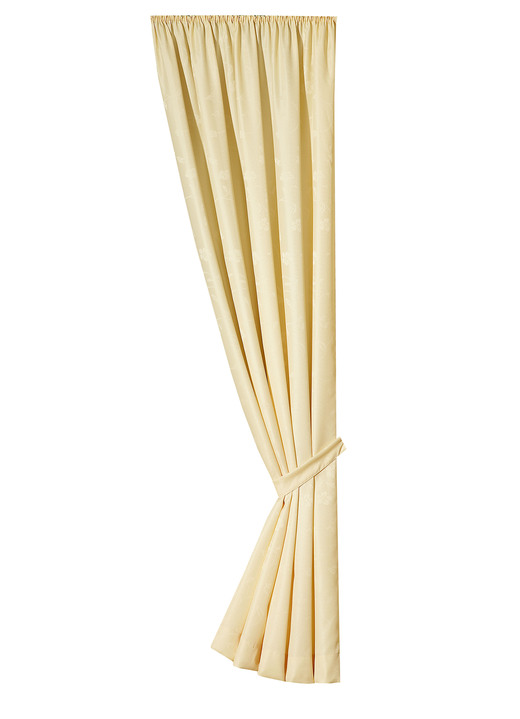 Klassisch - Exquisiter Einzelschal mit edlem Glanz Ansicht 4 Klassisch - Exquisiter Einzelschal mit edlem Glanz, in Größe 364 (H150xB132 cm) bis 899 (2er-Pack Raffhalter, ca. 60 cm), in Farbe TERRA Ansicht 4