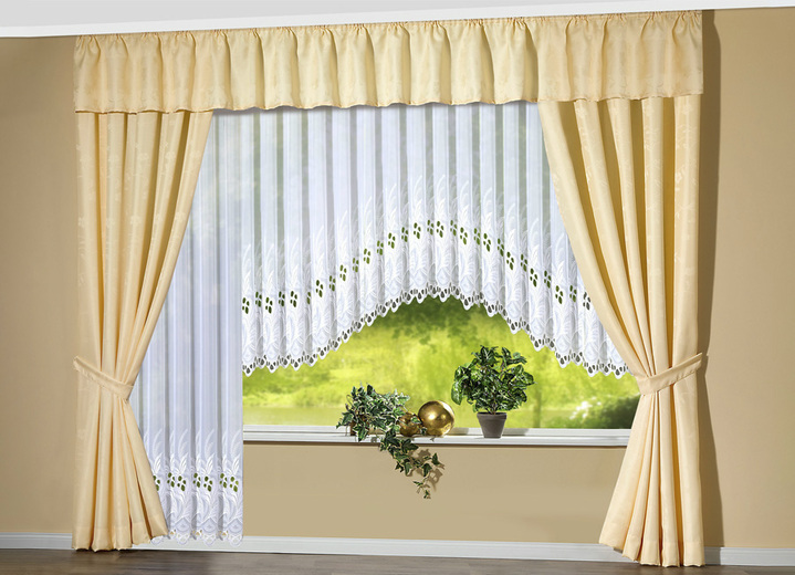 Klassisch - Querbehang mit edlem Glanz. Ansicht 8 Klassisch - Querbehang mit edlem Glanz., in Größe 830 (H35xB200 cm) bis 844 (H35xB750 cm), in Farbe TERRA Ansicht 8