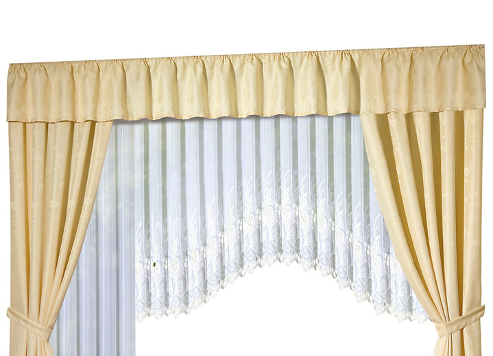 Klassisch - Querbehang mit edlem Glanz. Ansicht 5 Klassisch - Querbehang mit edlem Glanz., in Größe 830 (H35xB200 cm) bis 844 (H35xB750 cm), in Farbe TERRA Ansicht 5