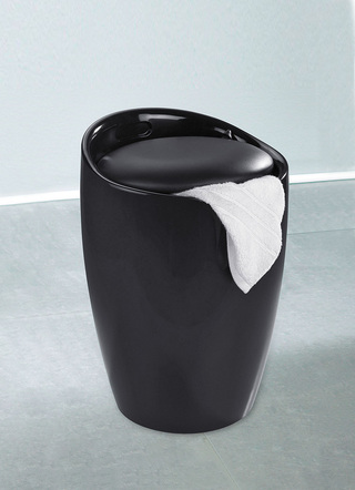 Badmöbel - Sitzhocker mit Stauraum – Farbe SCHWARZ Badmöbel - Sitzhocker mit Stauraum, in Farbe WEISS