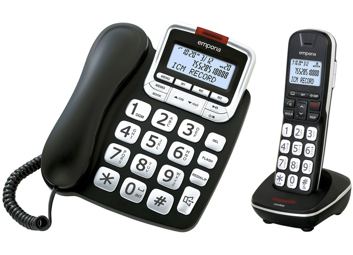 Smartphones & Telefone - Emporia Großtasten-Telefon, in Farbe SCHWARZ-SILBER, in Ausführung Großtasten-Telefon-Set mit Anrufbeantworter
