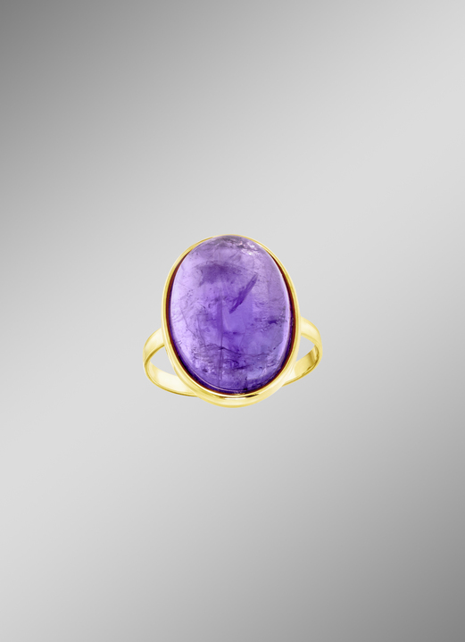 mit Edelsteinen - Damenring mit echt Amethyst-Cabochon, in Größe 160 bis 220, in Farbe  Ansicht 1