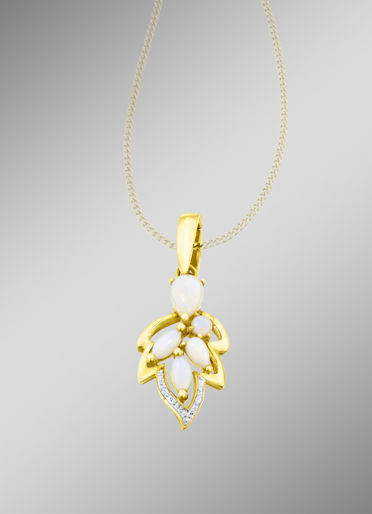 mit Edelsteinen - Anhänger mit Opal und Diamanten, in Farbe  Ansicht 1