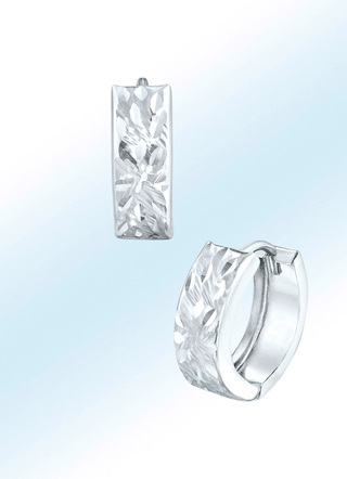 Klappcreolen, diamantiert und satiniert