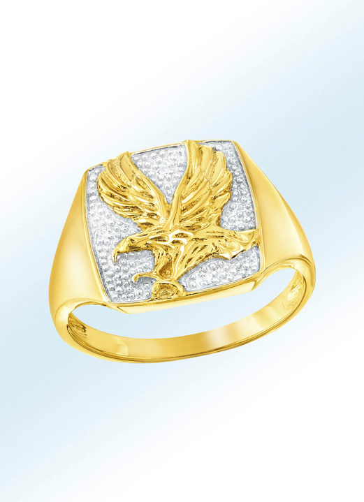 Ringe - Herrenring Adler, mit 3 Diamanten, in Größe 180 bis 240, in Farbe