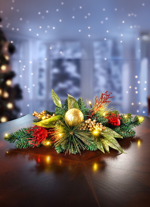 Weihnachten - Beleuchteter Tischaufleger, in Farbe ROT-GOLD Ansicht 2