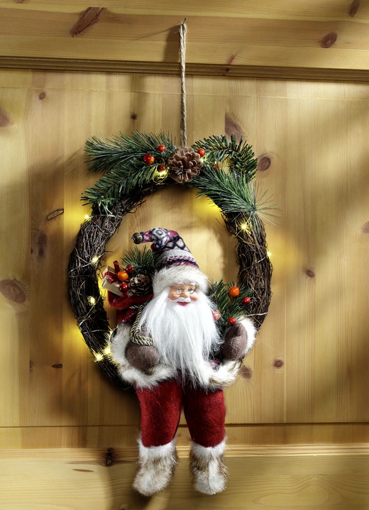- Handgefertigte Weihnachtsmann im Kranz, in Farbe ROT-BRAUN