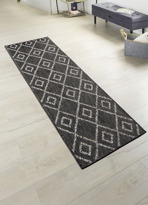 Läufer & Stufenmatten - Außenbereich geeignete Läufer im Sisal-Look , in Größe 101 (Läufer, 67 cm breit) bis 104 (Läufer, 80 cm breit), in Farbe ANTHRAZIT-WEISS