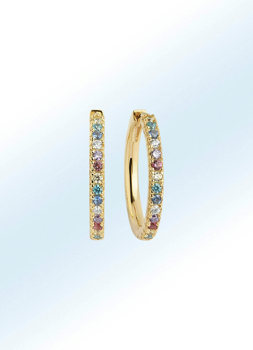 Creolen Mit Bunten Zirkonia Steinen Damenschmuck Echt Silber Brigitte Hachenburg