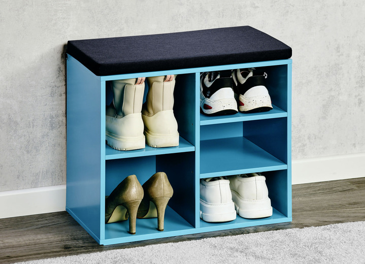 Wohnideen - Schuhbank mit Sitzkissen, in Farbe BLAU Ansicht 1