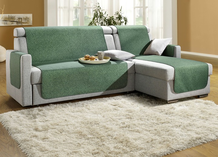 Sessel-,Couch- und Armlehnenschoner mit Bandeinfassung - Sessel- &  Sofaüberwürfe