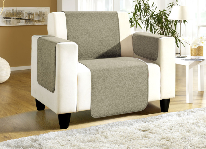 Sessel- & Sofaüberwürfe - Sessel-,Couch- und Armlehnenschoner mit Bandeinfassung, in Größe 101 (Sesselschoner, 50x150 cm) bis 865 (2 Armlehnenschoner, 50x 70 cm), in Farbe NUSS Ansicht 3