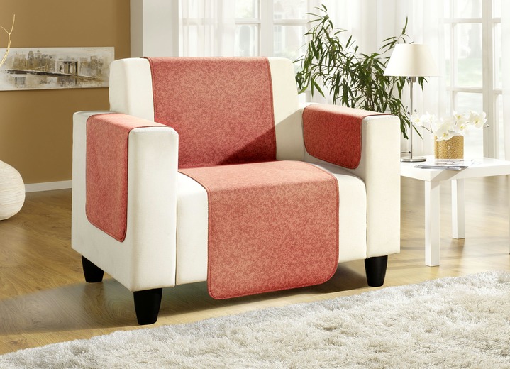 Sessel- & Sofaüberwürfe - Sessel-,Couch- und Armlehnenschoner mit Bandeinfassung, in Größe 101 (Sesselschoner, 50x150 cm) bis 865 (2 Armlehnenschoner, 50x 70 cm), in Farbe NUSS Ansicht 23