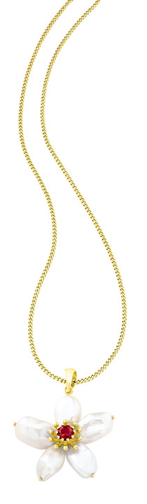 - Anhänger mit Granat und Keshi-Perlen, in Farbe  Ansicht 2