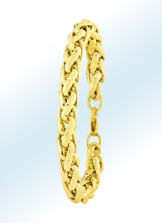 ohne Steine / mit Zirkonia - Zopfkettenarmband aus Gold, in Farbe