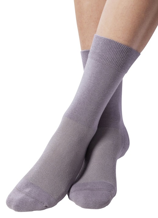 Strümpfe - Zweierpack Komfort-Kniestrümpfe oder -Socken, in Größe 1 (37–39) bis 3 (43–45), in Farbe GRAU, in Ausführung Zweierpack Komfort-Kniestrümpfe Ansicht 1