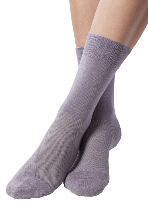 Strümpfe - Zweierpack Komfort-Kniestrümpfe oder -Socken, in Größe 1 (37–39) bis 3 (43–45), in Farbe GRAU, in Ausführung Zweierpack Komfort-Socken Ansicht 1