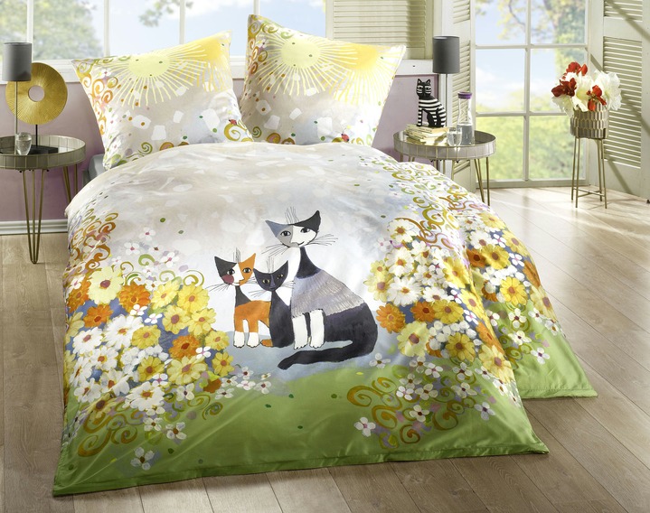 Bettwäschegarnituren - Exklusive Bettwäsche-Garnitur mit Rosina Wachtmeister-Motiv, in Größe 112 (80/80 cm + 135/200 cm) bis 115 (80/80 cm + 155/220 cm), in Farbe BUNT