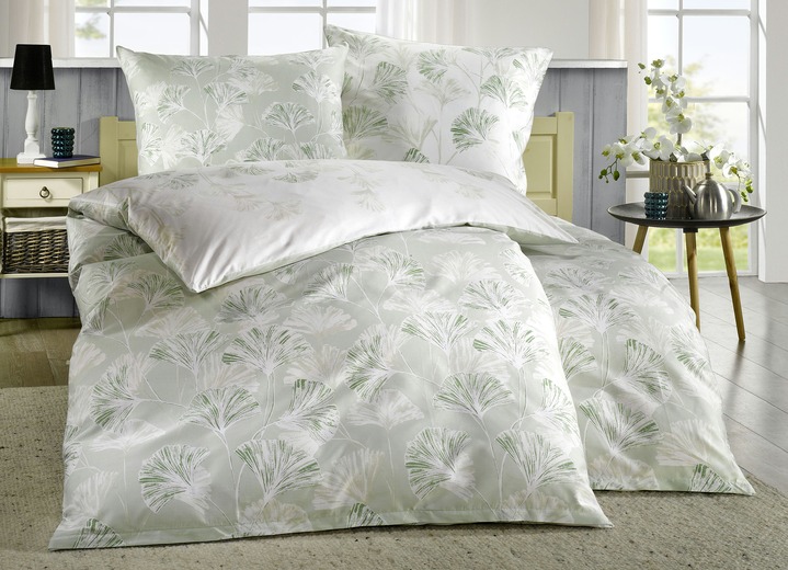 Bettwäschegarnituren - Mako-Satin Bettwäsche-Garnitur, in Größe 111 (40/80 cm + 135/200 cm) bis 115 (80/80 cm + 155/220 cm), in Farbe GRAU Ansicht 2