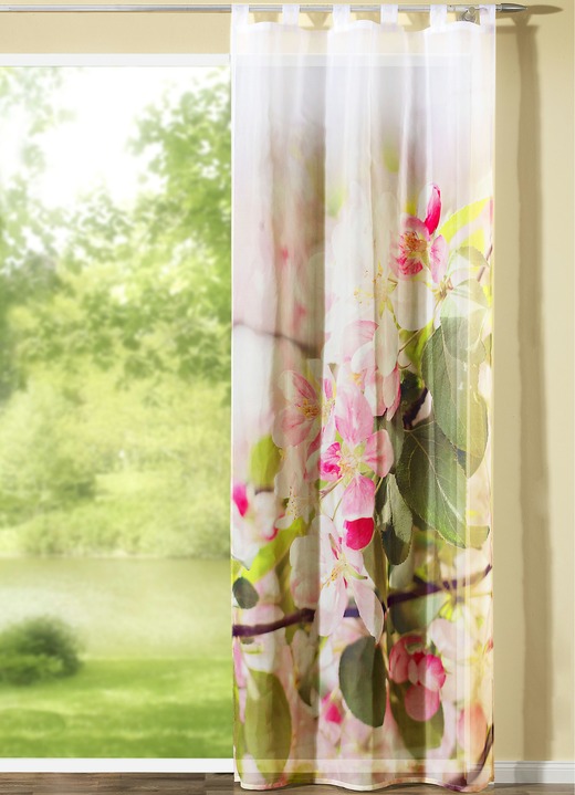 Modern - Übergardinen mit Kirschblüten, in Größe 365 (H145xB120 cm) bis 572 (H245xB120 cm), in Farbe , in Ausführung mit Universalschienenband
