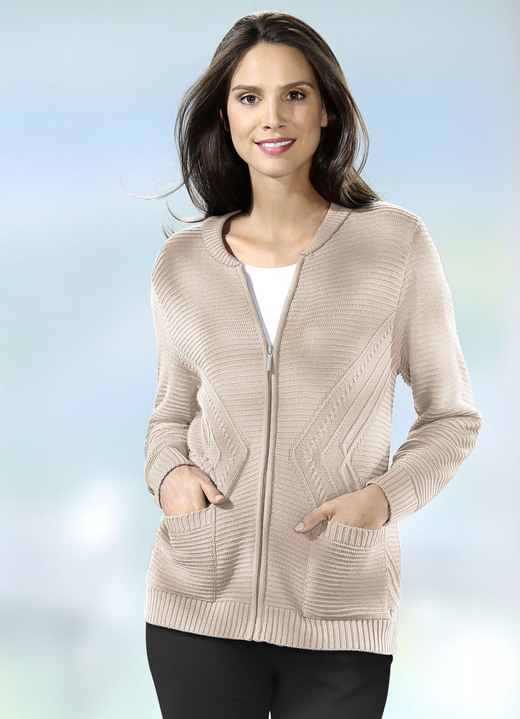 Jacken, Westen & Sets - Strickjacke mit Strukturakzenten, in Größe 038 bis 052, in Farbe BEIGE Ansicht 1