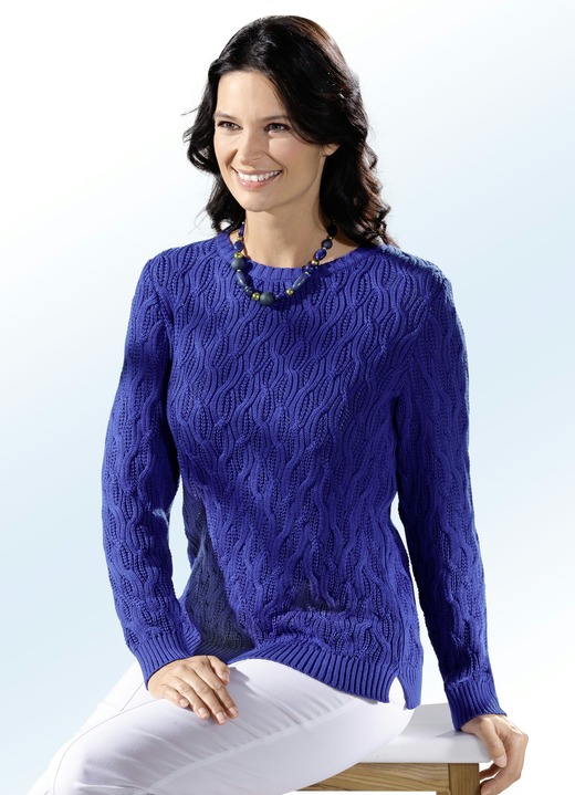 Pullover - Pullover mit Strukturdessin, in Größe 036 bis 050, in Farbe ROYALBLAU Ansicht 1