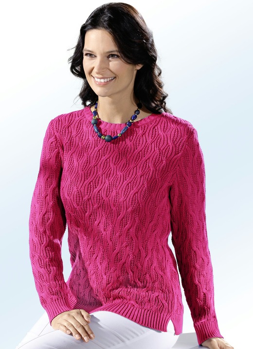 Pullover - Pullover mit Strukturdessin, in Größe 036 bis 050, in Farbe HIMBEERE Ansicht 1