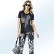 Damenmode - Shirt mit Strass-Motiv – Farbe SCHWARZ – Ansicht 2 Damenmode - Shirt mit Strass-Motiv, in Größe 038 bis 054, in Farbe SCHWARZ – Farbe SCHWARZ – Ansicht 2