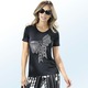 Damenmode - Shirt mit Strass-Motiv – Farbe SCHWARZ – Ansicht 1 Damenmode - Shirt mit Strass-Motiv, in Größe 038 bis 054, in Farbe SCHWARZ – Farbe SCHWARZ – Ansicht 1