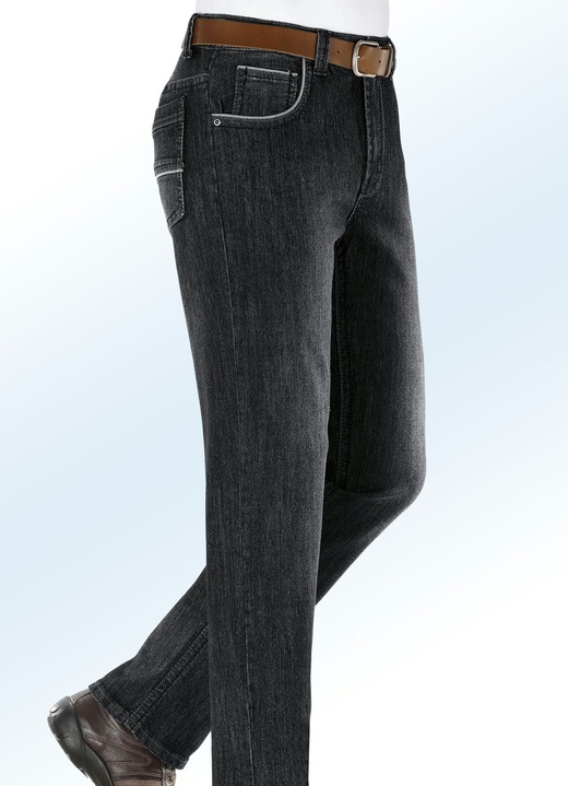 Hosen - Jeans mit modischen Details in 3 Farben, in Größe 024 bis 060, in Farbe SCHWARZ Ansicht 1