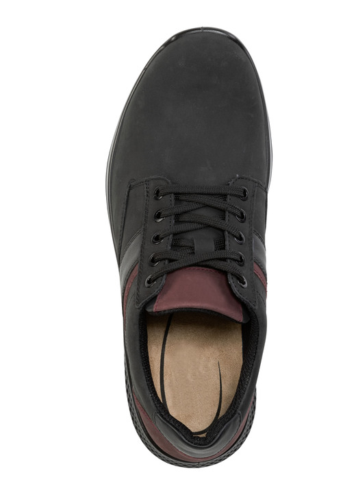 Slipper & Schnürschuhe - Schnürschuh aus Rind-Nubukleder mit Nappaleder-Besätzen, in Größe 040 bis 047, in Farbe SCHWARZ-BORDEAUX Ansicht 2