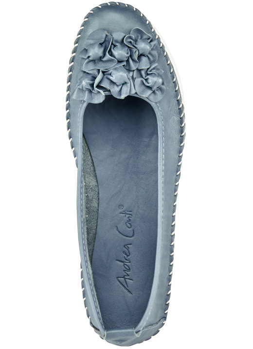 Slipper & Schnürschuhe - Andrea Conti Mokassin-Slipper mit frechen Lederblüten, in Größe 036 bis 043, in Farbe JEANSBLEU Ansicht 2