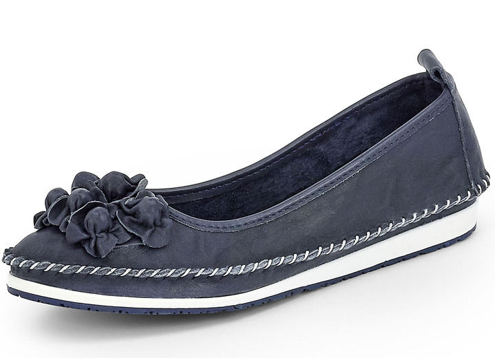Slipper & Schnürschuhe - Andrea Conti Mokassin-Slipper mit frechen Lederblüten, in Größe 036 bis 043, in Farbe JEANSBLEU Ansicht 7