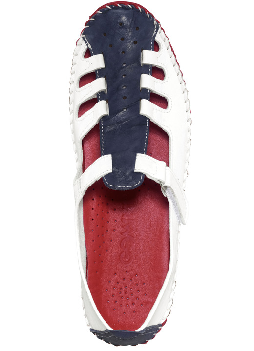 Komfortschuhe - Gemini, klassische Damen-Slipper, Weite G, mit herausnehmbarem Fußbett, in Größe 035 bis 042, in Farbe WEISS-MARINE-ROT Ansicht 3