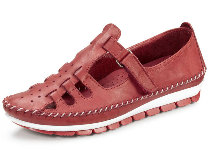 Komfortschuhe - Gemini Mokassin-Slipper in sommerlichem Design , in Größe 035 bis 042, in Farbe ROT Ansicht 1
