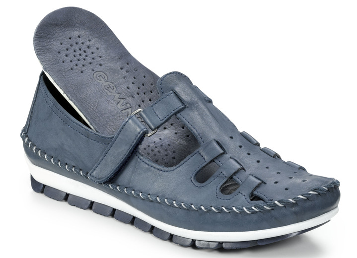 Komfortschuhe - Gemini, klassische Damen-Slipper, Weite G, mit herausnehmbarem Fußbett, in Größe 035 bis 042, in Farbe WEISS-MARINE-ROT Ansicht 7